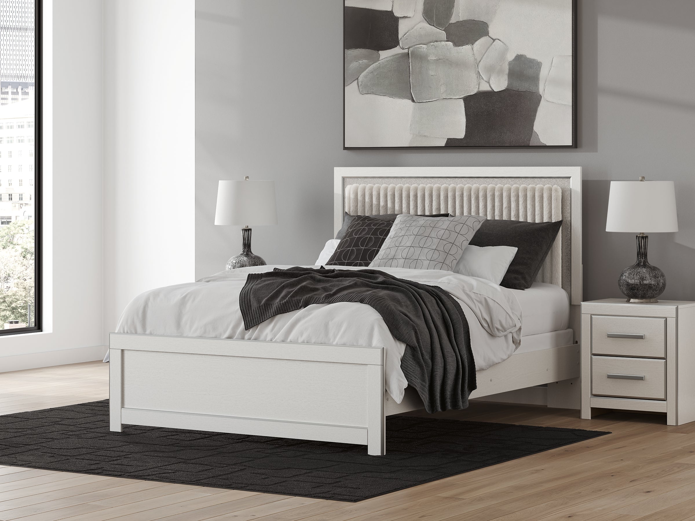 Zuraleus Queen Upholstered Panel Bed, Dresser and Mirror Ashley® Bedroom