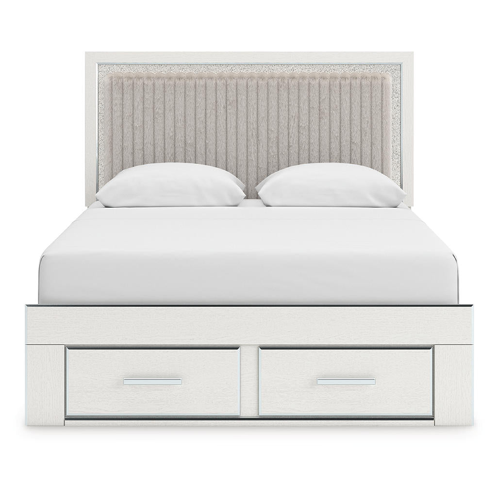 Zuraleus Queen Upholstered Panel Platform Storage Bed, Dresser and Mirror Ashley® Bedroom