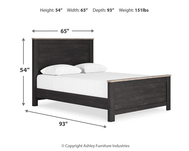 Nanforth Queen Panel Bed, Dresser, Mirror and Nightstand