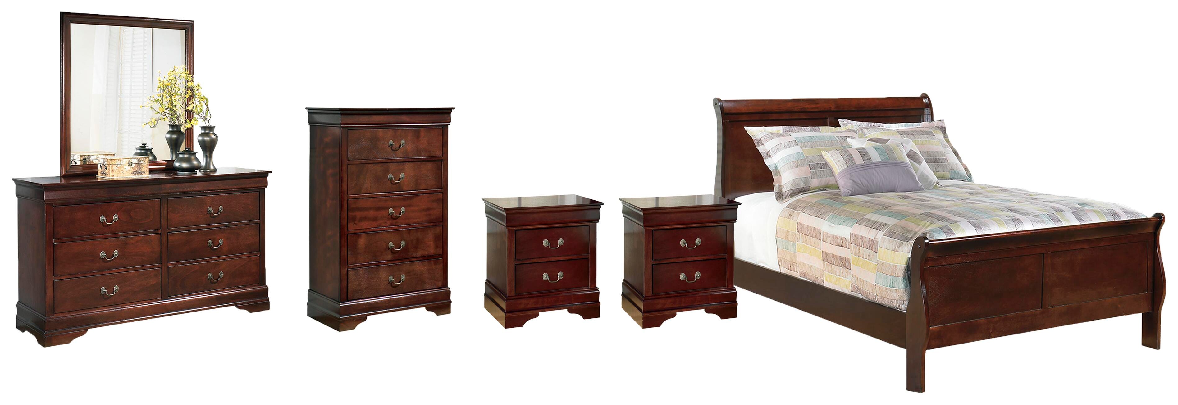 Alisdair Full Sleigh Bed, Dresser, Mirror, Chest and 2 Nightstands