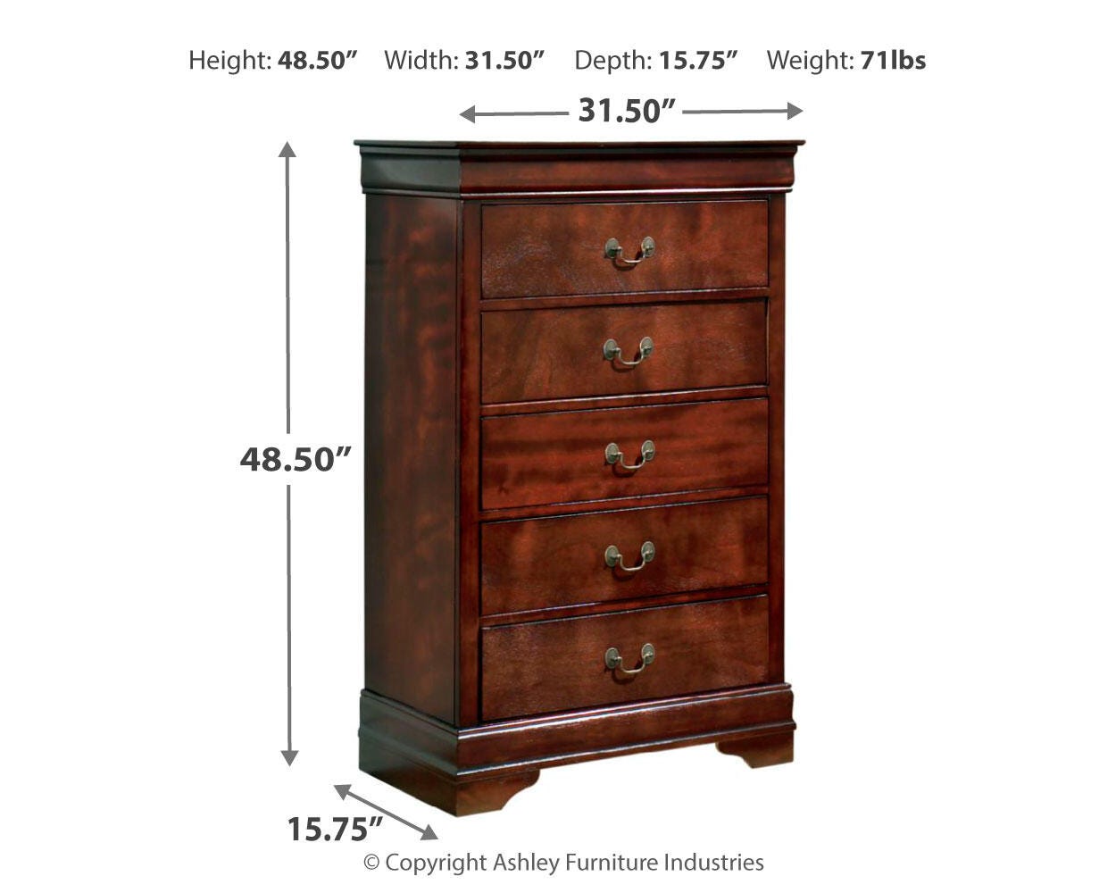 Alisdair California King Sleigh Bed, Dresser, Mirror, Chest and Nightstand