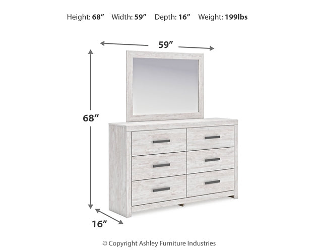 Cayboni Twin Panel Bed with Mirrored Dresser, Chest and 2 Nightstands