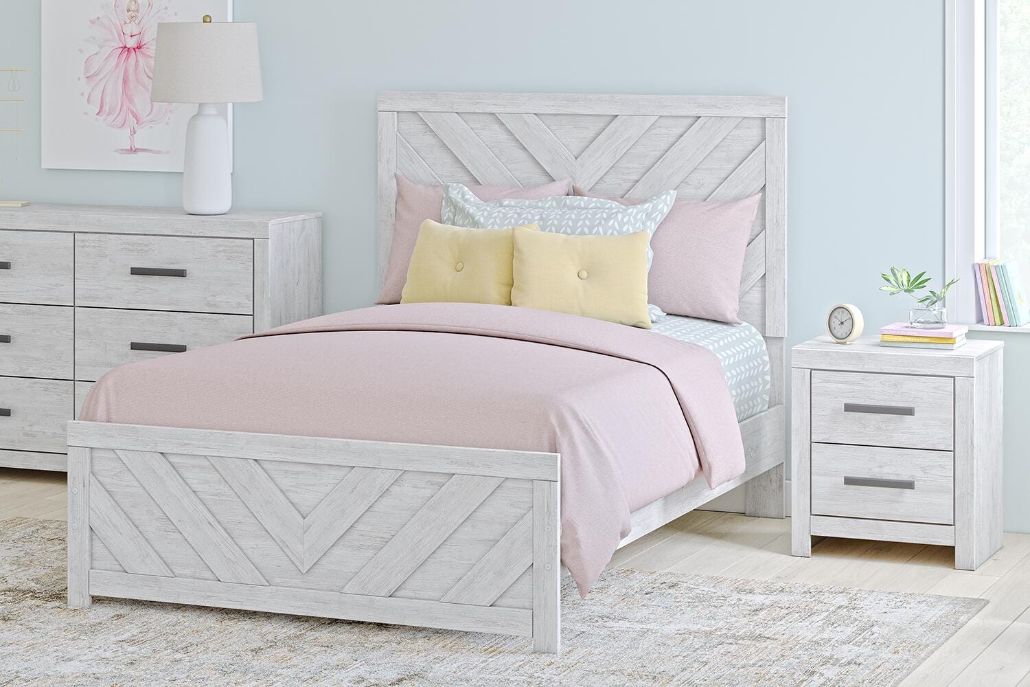 Cayboni Full Panel Bed, Dresser and Nightstand