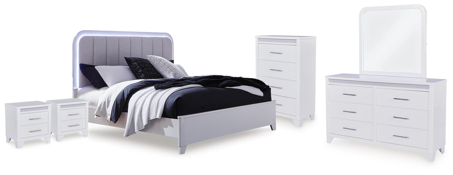 Jarlee Queen Upholstered Panel Bed, Dresser, Mirror, Chest and 2 Nightstands Signature Design by Ashley® Bedroom