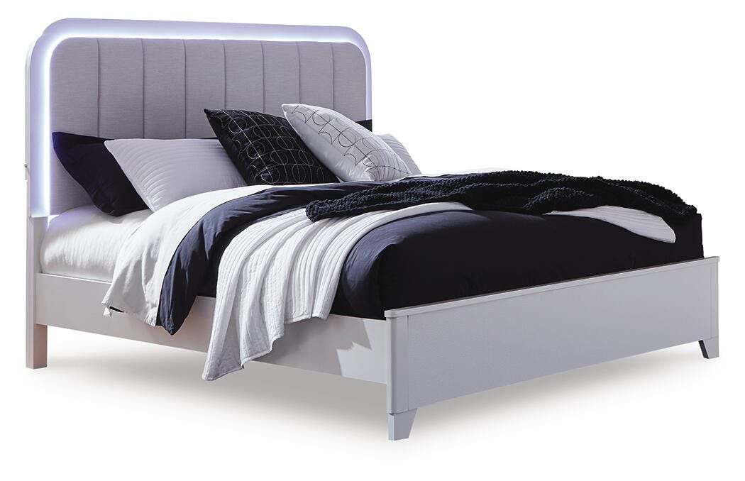 Jarlee Queen Upholstered Panel Bed, Dresser, Mirror, Chest and 2 Nightstands Signature Design by Ashley® Bedroom