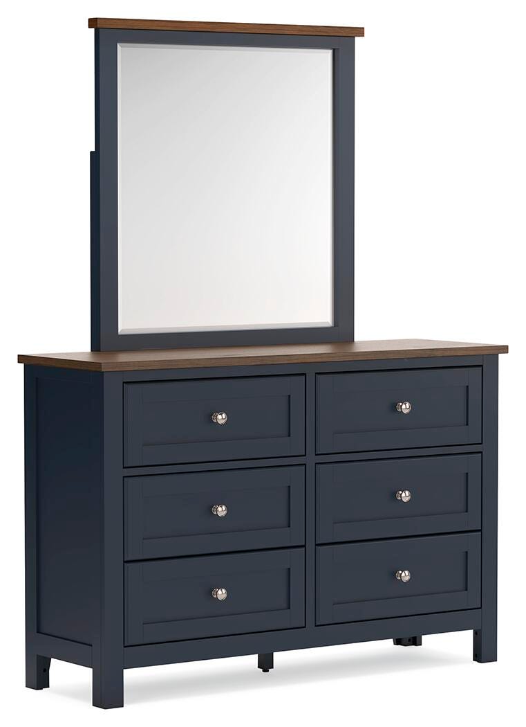 Landocken Queen Panel Bed 4-Piece Set — Brown and Blue Ashley
