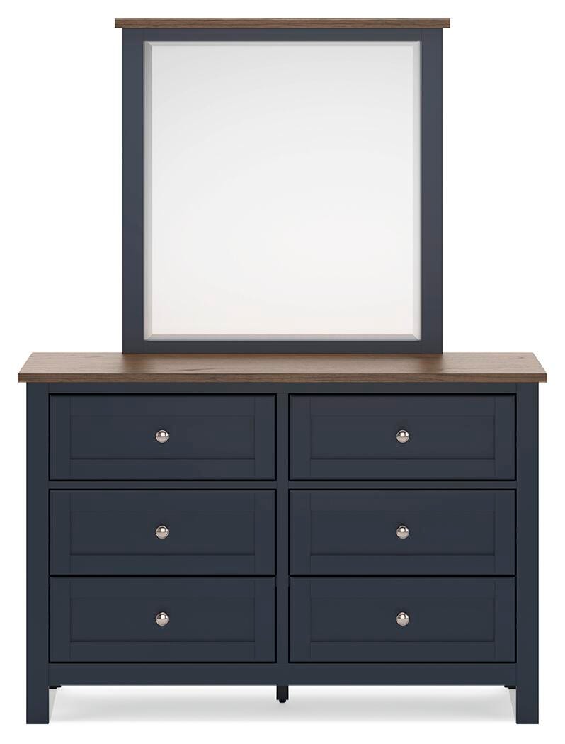 Landocken Queen Panel Bed 4-Piece Set — Brown and Blue Ashley