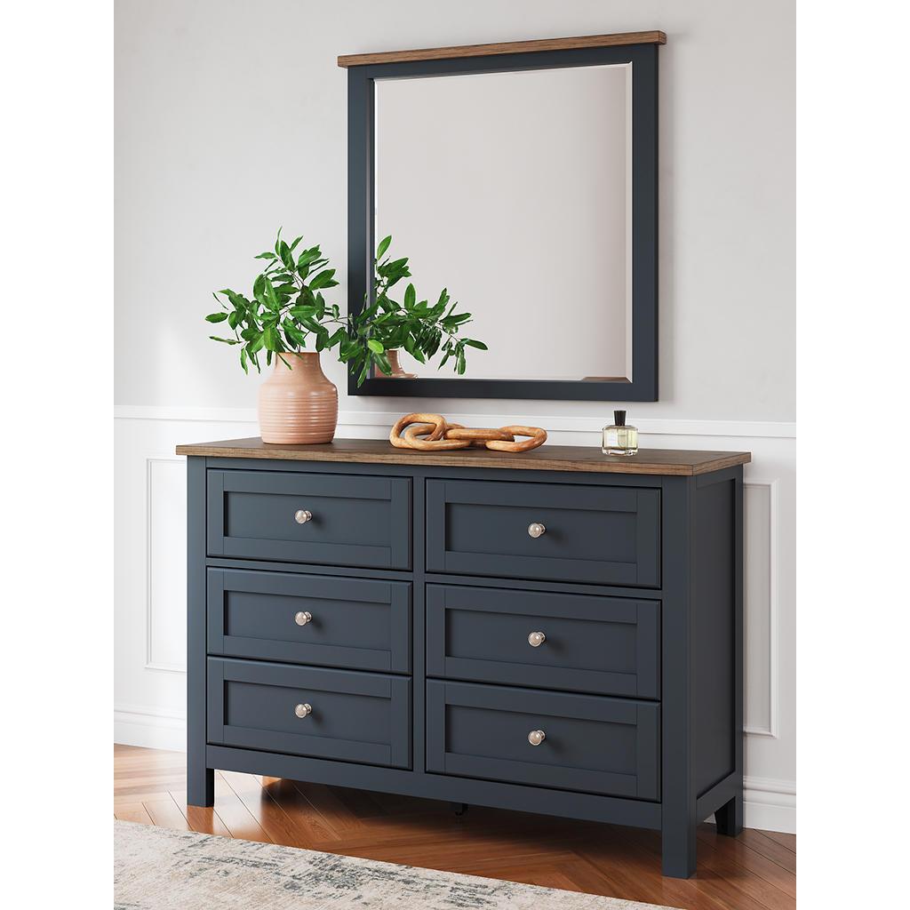 Landocken Dresser and Mirror — Brown/Blue Signature Design by Ashley® Bedroom