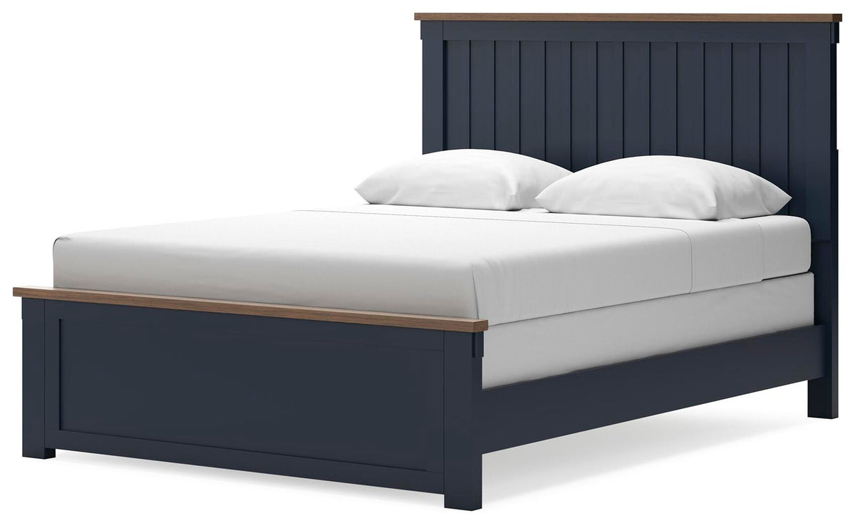 Landocken Queen Panel Bed 4-Piece Set — Brown and Blue Ashley
