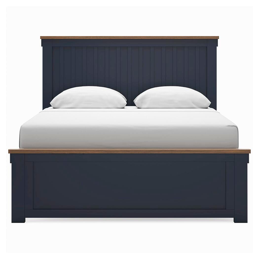 Landocken Queen Panel Bed 4-Piece Set — Brown and Blue Ashley