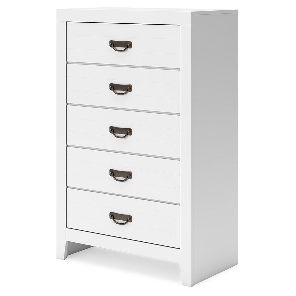 Binterglen Chest of Drawers — White, 5 Dovetail Drawers Signature Design by Ashley® Bedroom