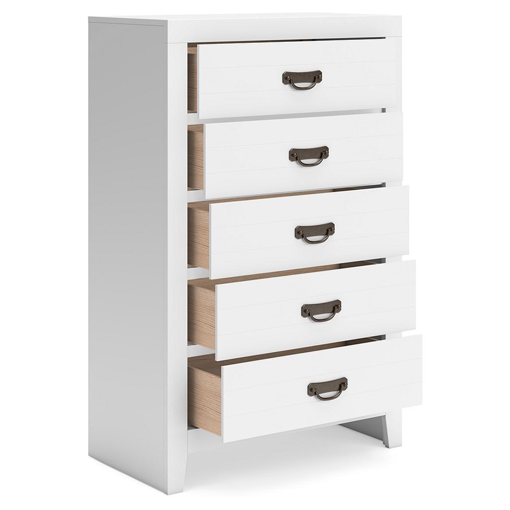 Binterglen Chest of Drawers — White, 5 Dovetail Drawers Signature Design by Ashley® Bedroom