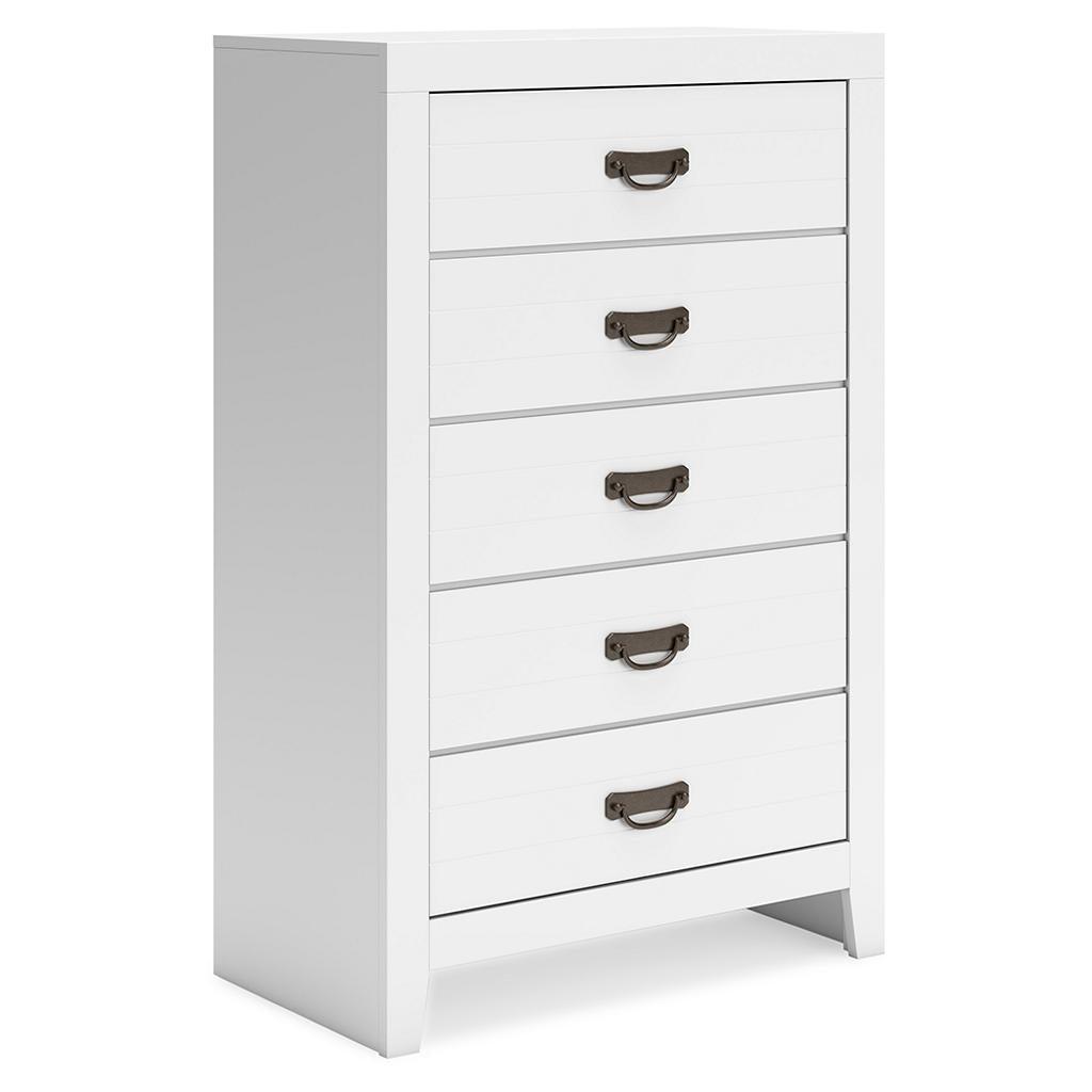 Binterglen Chest of Drawers — White, 5 Dovetail Drawers Signature Design by Ashley® Bedroom