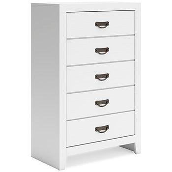 Binterglen Chest of Drawers — White, 5 Dovetail Drawers Signature Design by Ashley® Bedroom