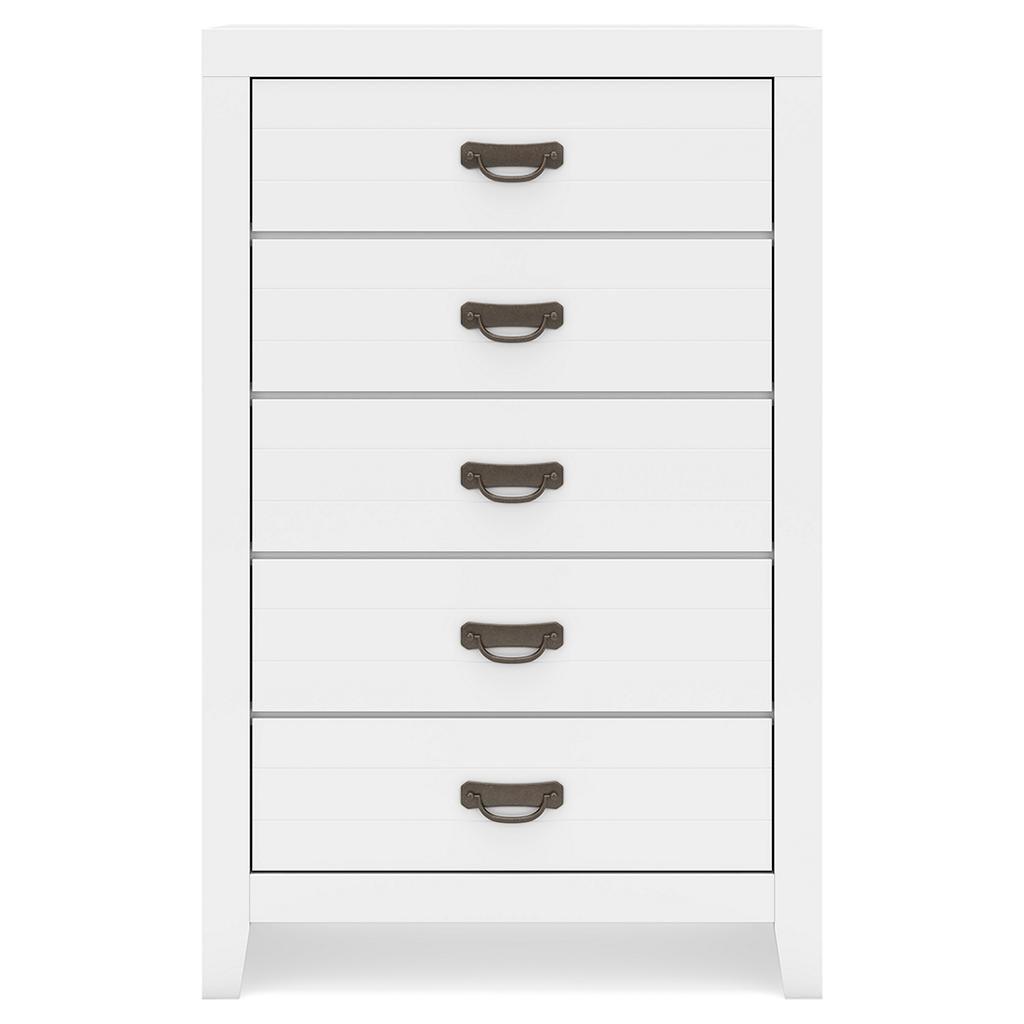Binterglen Chest of Drawers — White, 5 Dovetail Drawers Signature Design by Ashley® Bedroom
