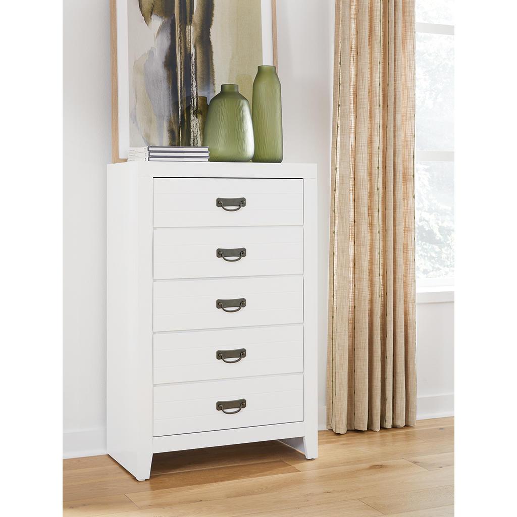 Binterglen Chest of Drawers — White, 5 Dovetail Drawers Signature Design by Ashley® Bedroom