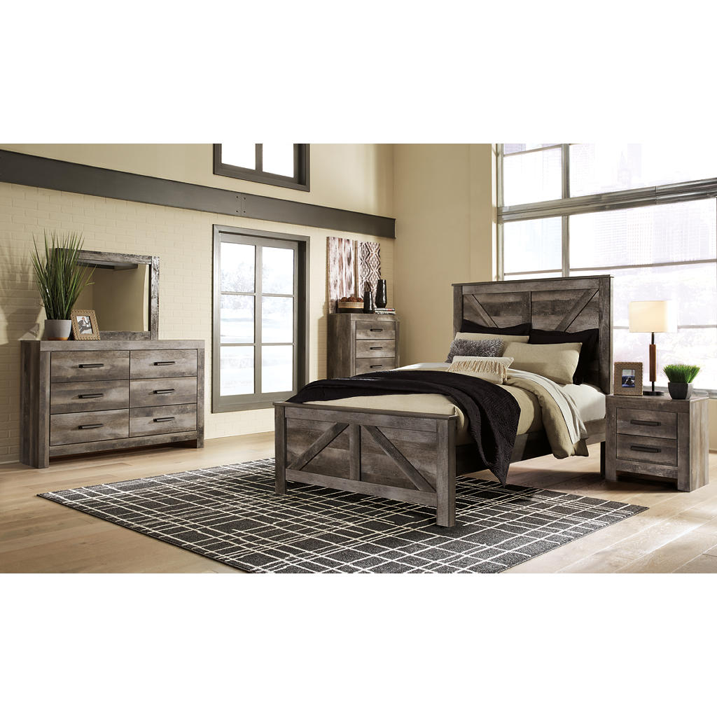 Wynnlow Queen Crossbuck Panel Bed, Dresser, Mirror, and Nightstand Signature Design by Ashley® Uncategorized