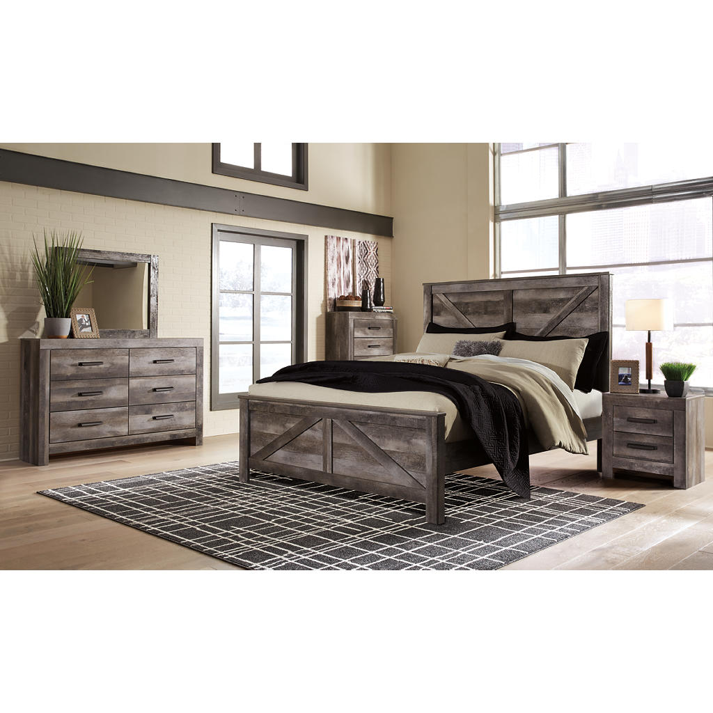 Wynnlow King Crossbuck Panel Bed, Dresser, Mirror and Nightstand Signature Design by Ashley® Uncategorized