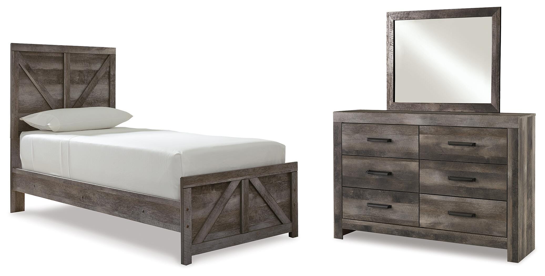 Wynnlow Twin Crossbuck Panel Bed, Dresser and Mirror Signature Design by Ashley® Bedroom