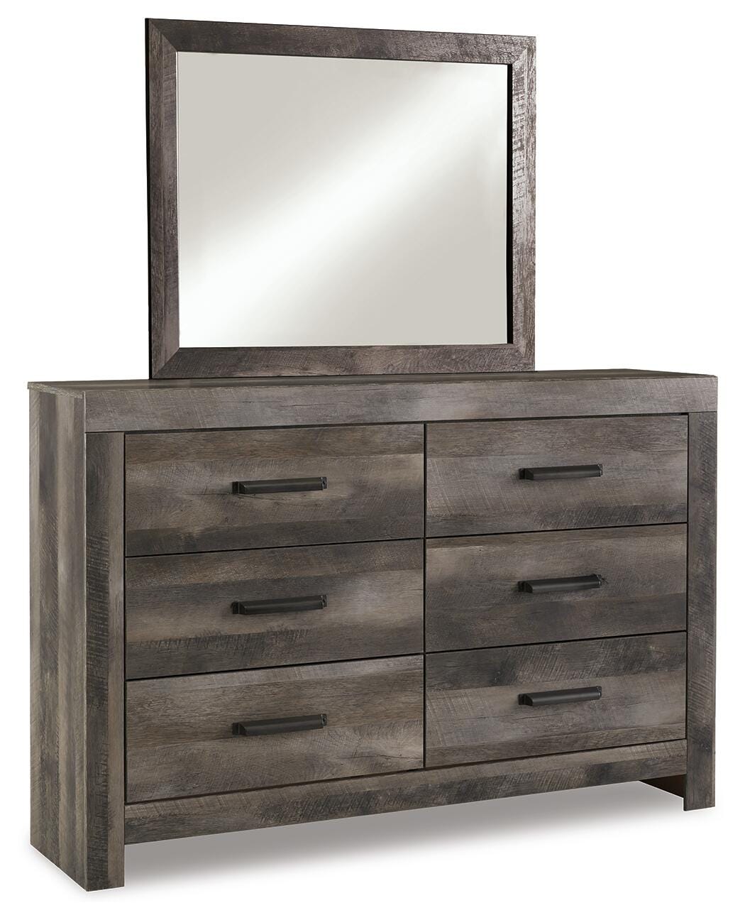 Wynnlow Queen Upholstered Poster Bed, Dresser and Mirror