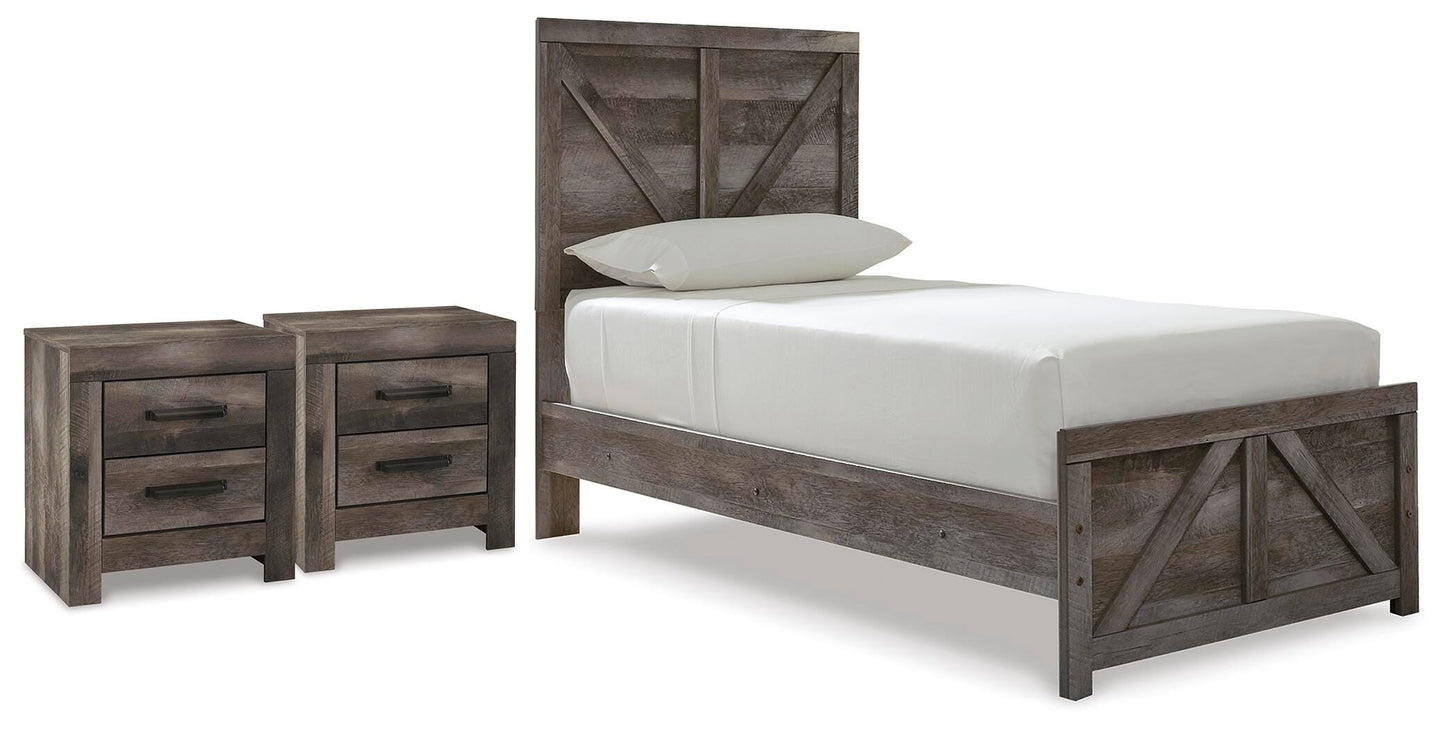 Wynnlow Twin Crossbuck Panel Bed and 2 Nightstands Signature Design by Ashley® Bedroom