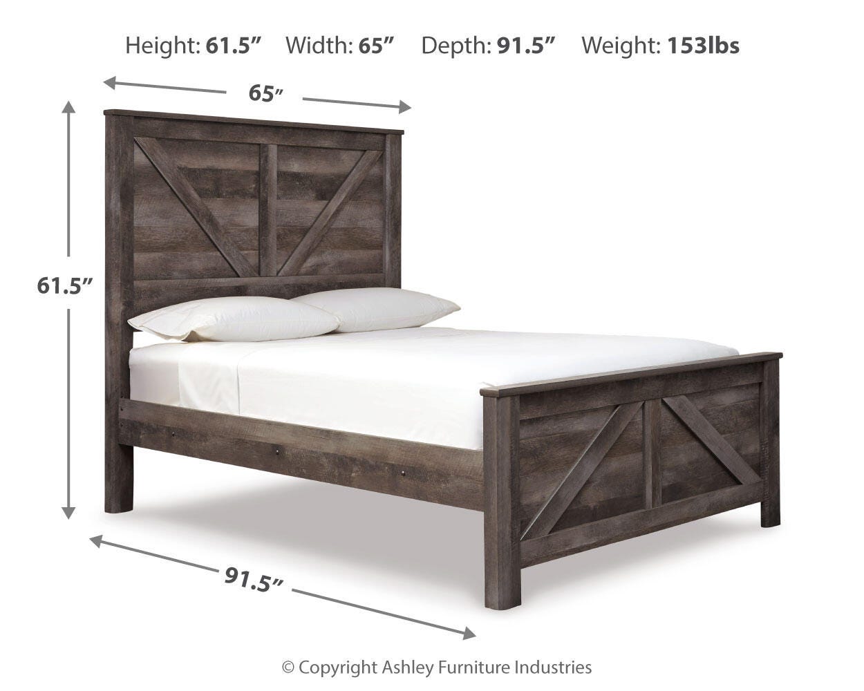 Wynnlow Queen Crossbuck Panel Bed, Dresser and Mirror Signature Design by Ashley® Bedroom