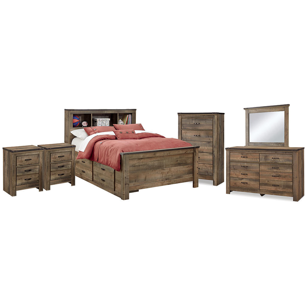 Trinell Full Bookcase Storage Bed, Dresser, Mirror, Chest And 2 Nightstands Signature Design by Ashley® Uncategorized