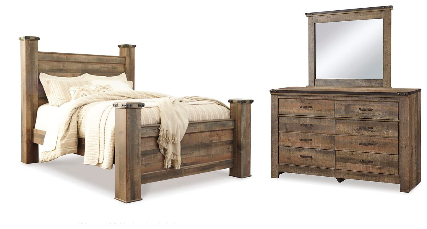 Trinell Queen Poster Bed, Dresser and Mirror — 3-Piece Set Signature Design by Ashley® Bedroom