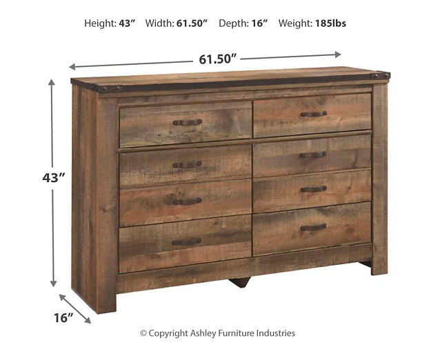 Trinell Queen Poster Bed, Dresser, Mirror, Chest and 2 Nightstands