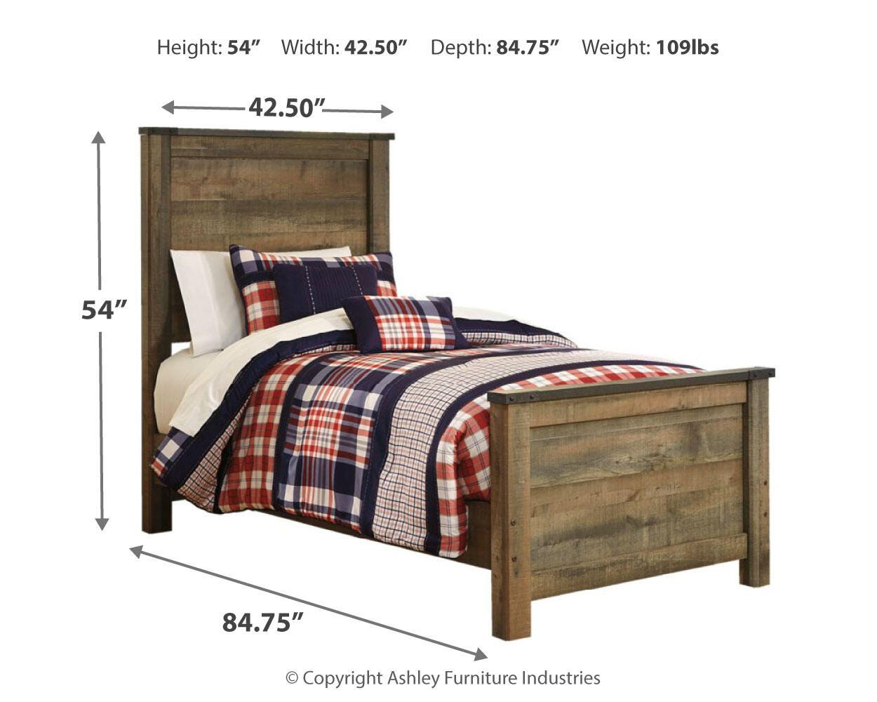 Trinell Twin Panel Bed, Dresser and Mirror