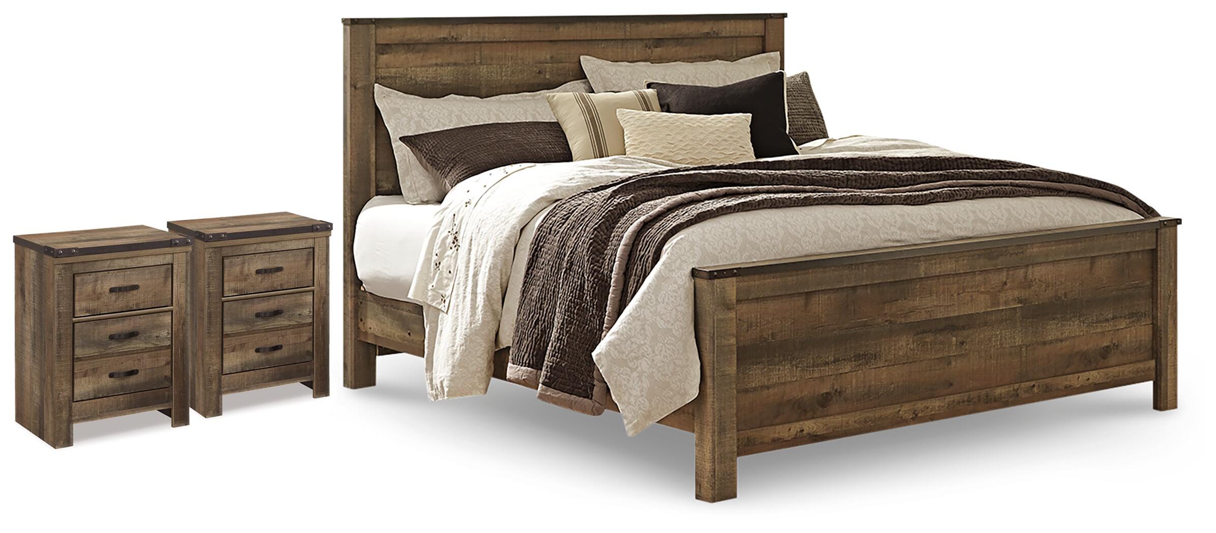 Trinell King Panel Bed and 2 Nightstands