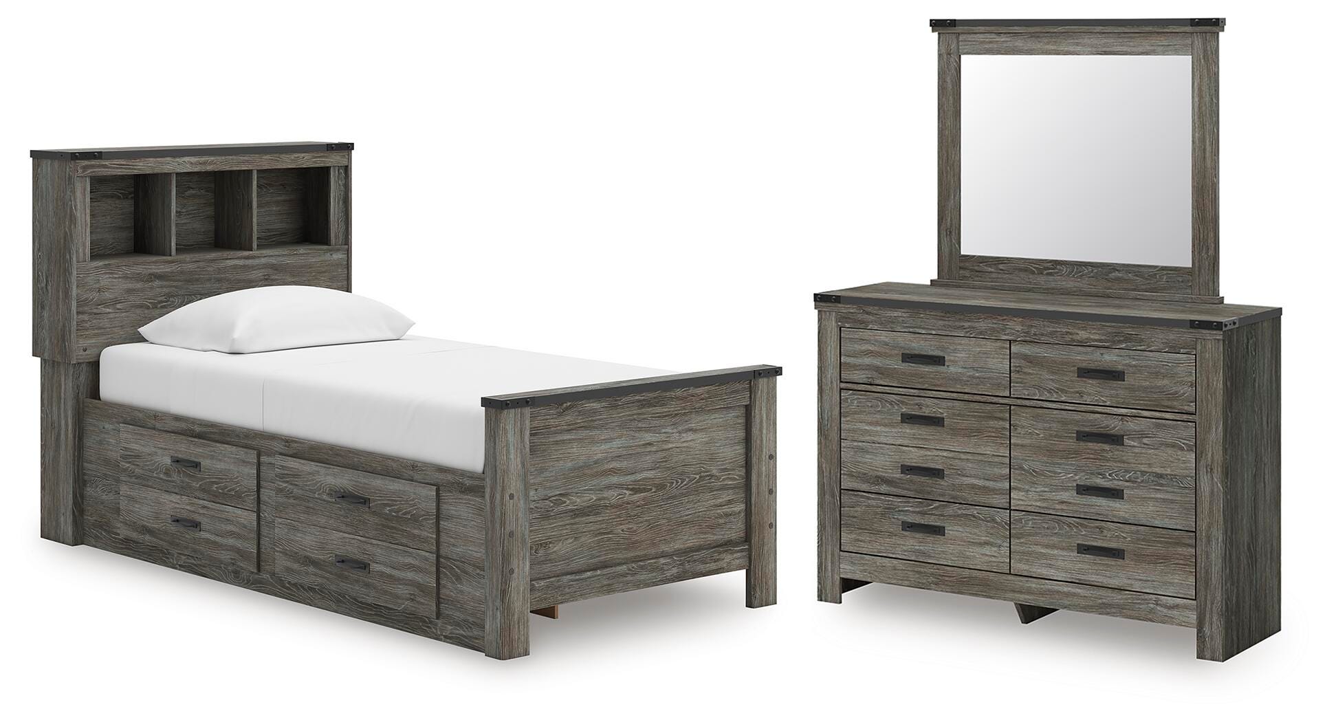 Frandern Twin Bookcase Bed with Storage, Dresser and Mirror Signature Design by Ashley® Bedroom