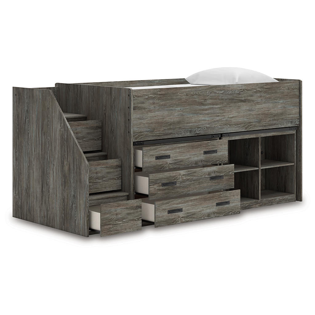 Frandern Twin Loft Bed with Bookcase and Drawer Storage Signature Design by Ashley® Bunk Beds