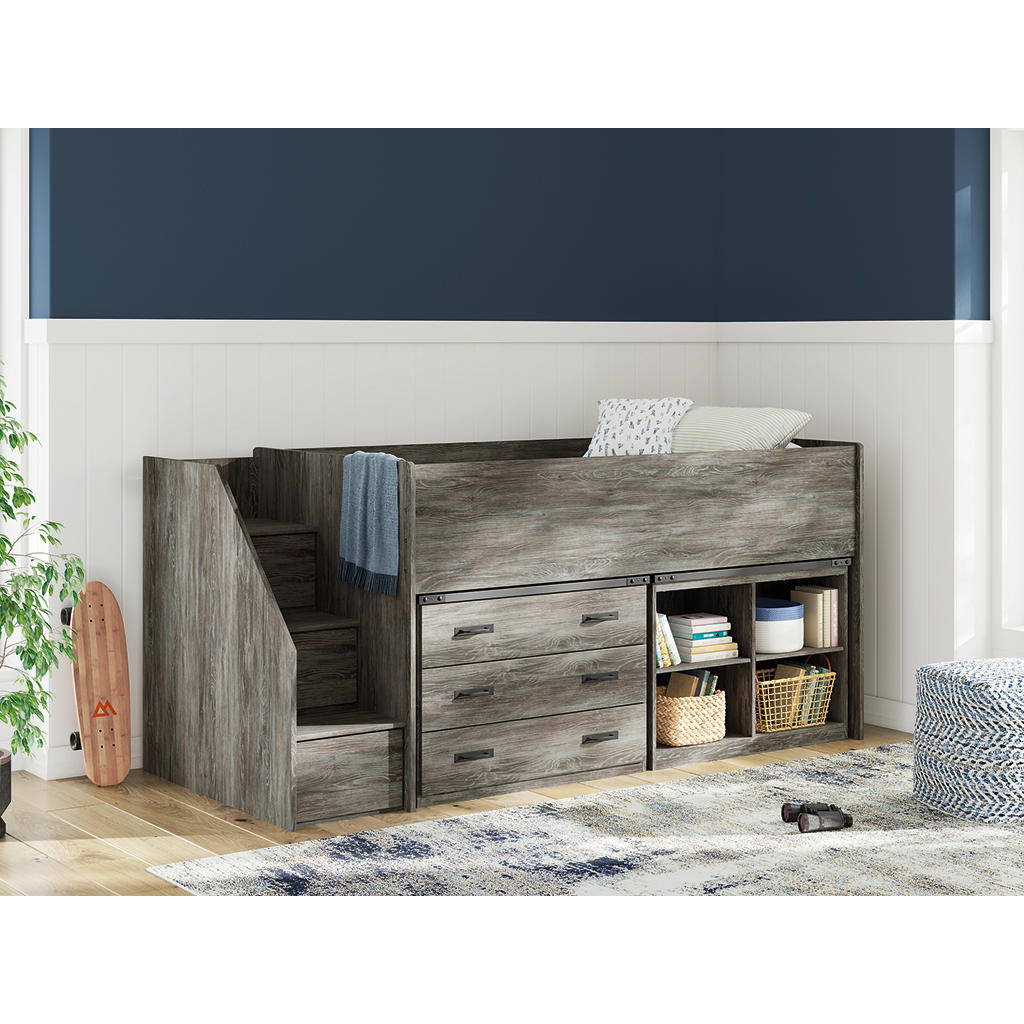 Frandern Twin Loft Bed with Bookcase and Drawer Storage Signature Design by Ashley® Bunk Beds