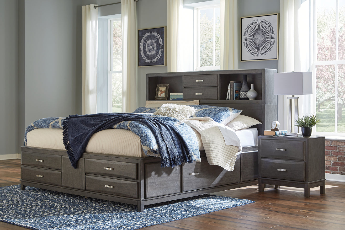 Caitbrook King Storage Bed, Dresser, Mirror, Chest and Nightstand