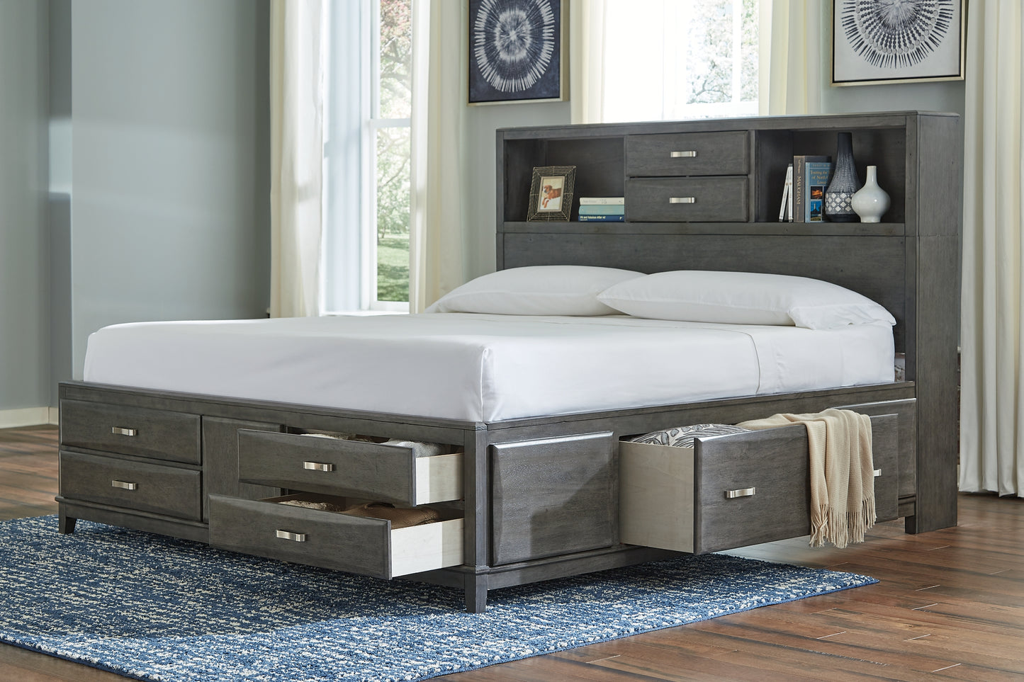 Caitbrook King Storage Bed, Dresser, Mirror, Chest and Nightstand