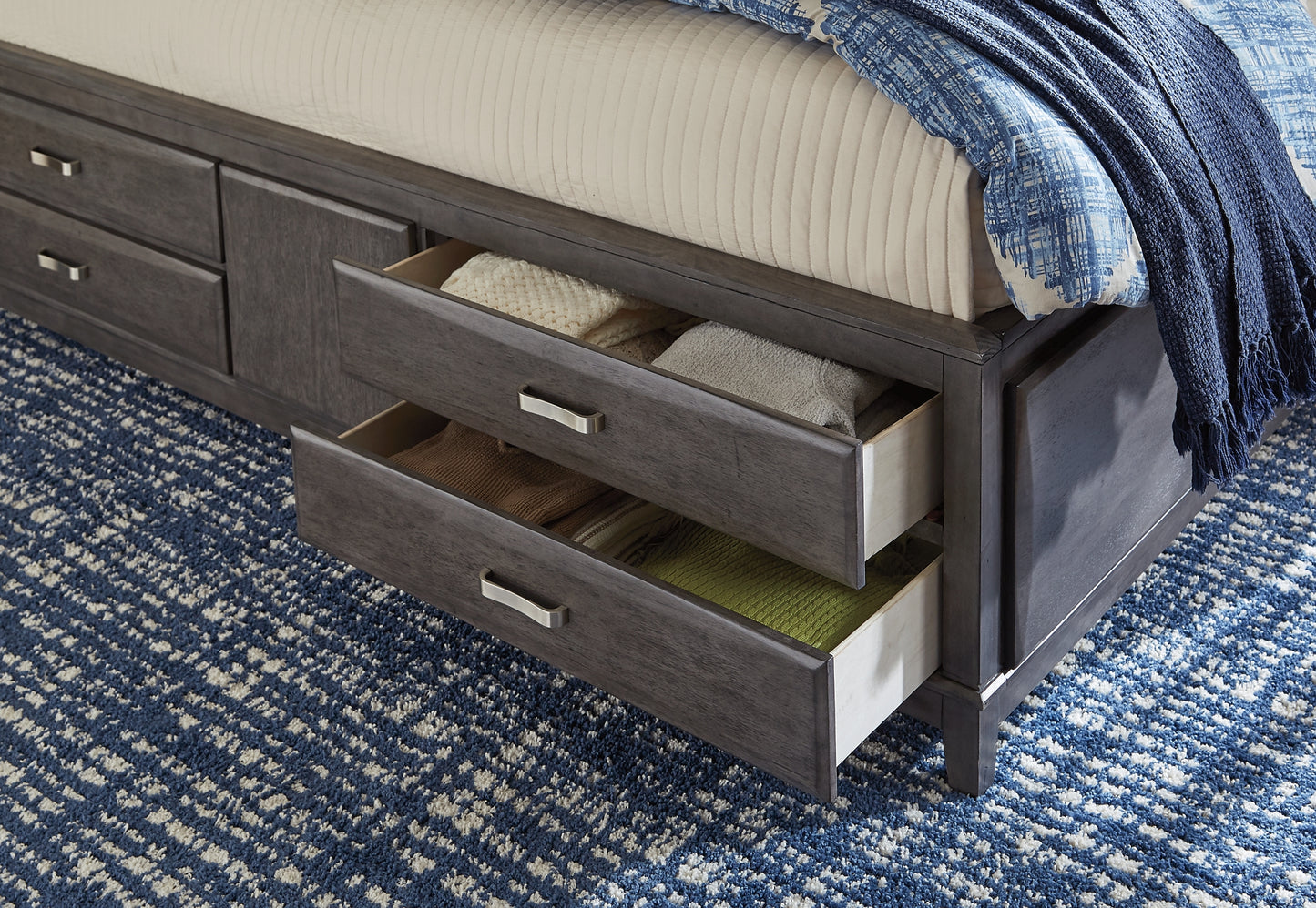 Caitbrook King Storage Bed, Dresser, Mirror, Chest and Nightstand