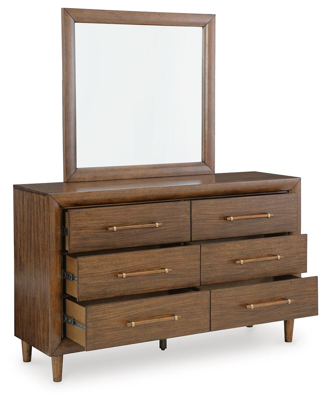 Lyncott Queen Upholstered Bed, Dresser, Mirror and 2 Nightstands