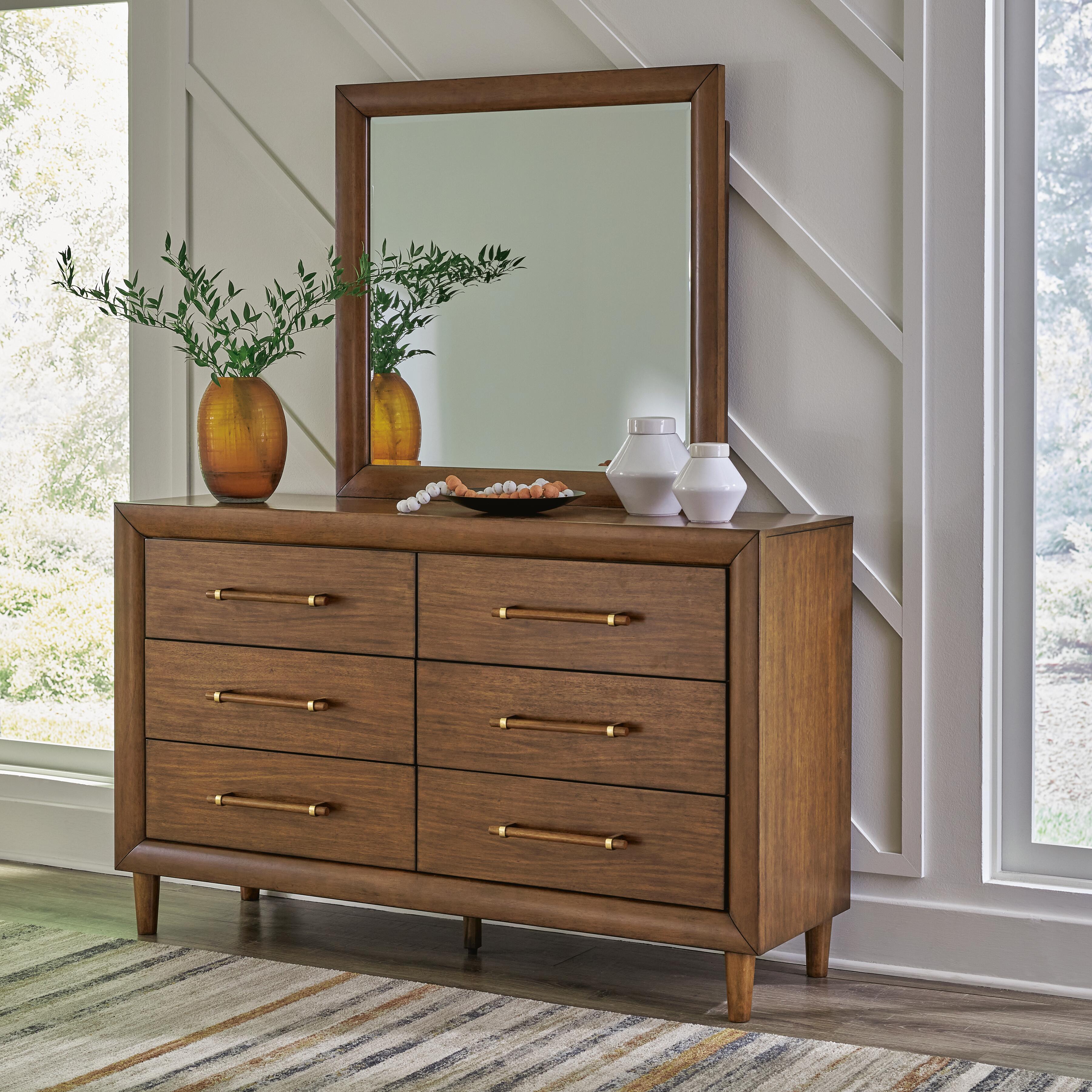 Lyncott Queen Upholstered Bed, Dresser, Mirror and 2 Nightstands