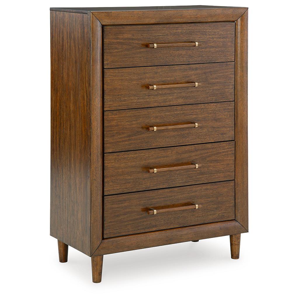 Lyncott Chest of Drawers — 5 Dovetail Drawers in Medium Brown Signature Design by Ashley® Bedroom