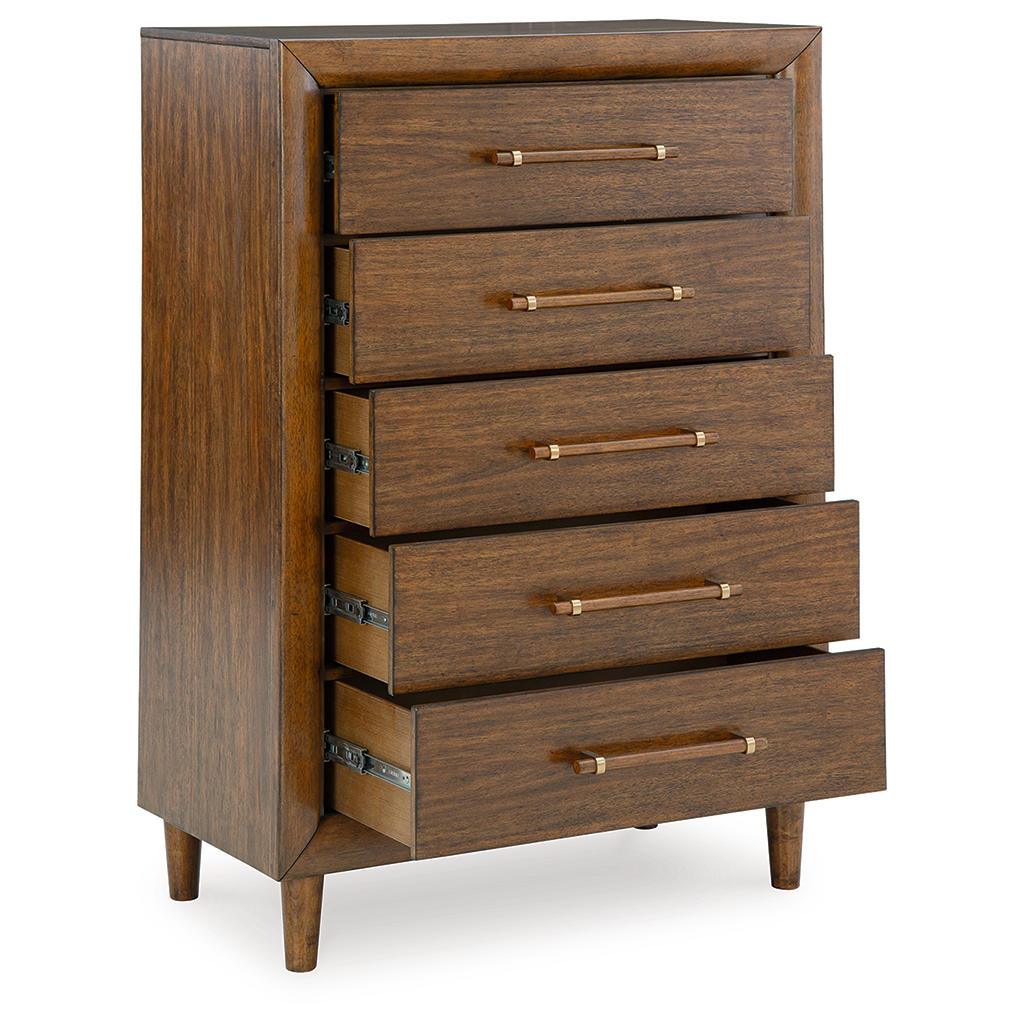 Lyncott Chest of Drawers — 5 Dovetail Drawers in Medium Brown Signature Design by Ashley® Bedroom