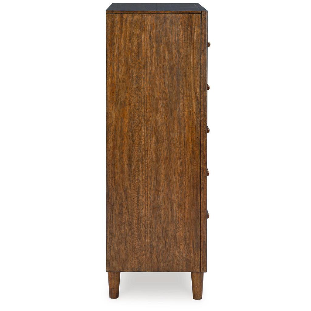 Lyncott Chest of Drawers — 5 Dovetail Drawers in Medium Brown Signature Design by Ashley® Bedroom