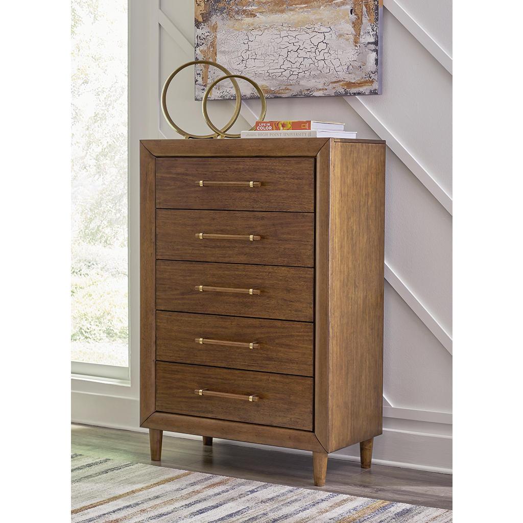 Lyncott Chest of Drawers — 5 Dovetail Drawers in Medium Brown Signature Design by Ashley® Bedroom
