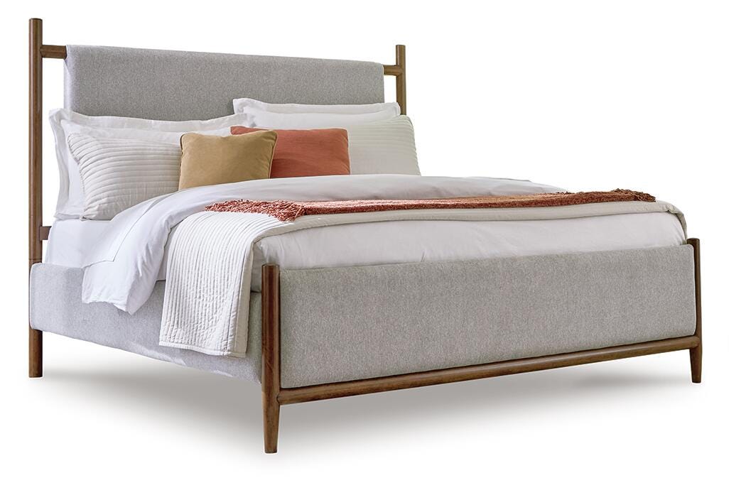 Lyncott Queen Upholstered Bed, Dresser, Mirror and 2 Nightstands