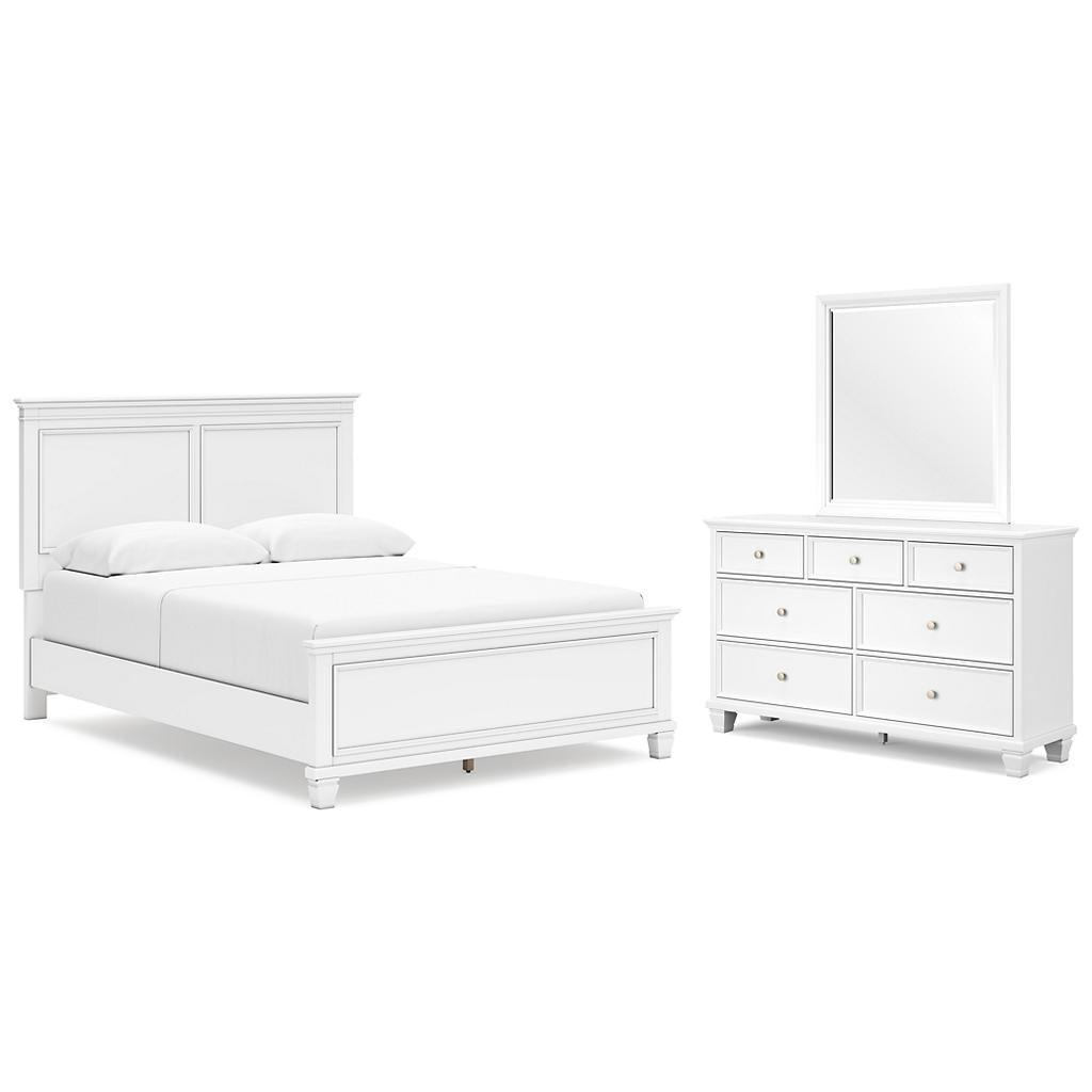 Fortman Queen Panel Bed with Mirrored Dresser Ashley® Bedroom