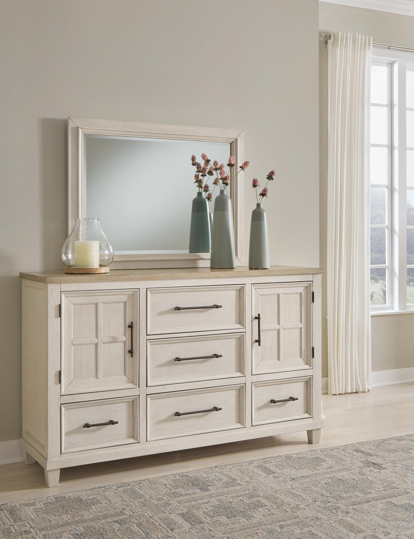 Shaybrock Queen Panel Bed, Dresser and Mirror