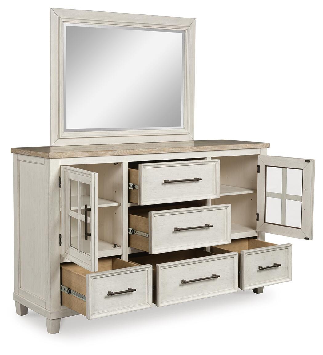 Shaybrock Queen Panel Bed, Dresser, Mirror and Nightstand Benchcraft® Bedroom