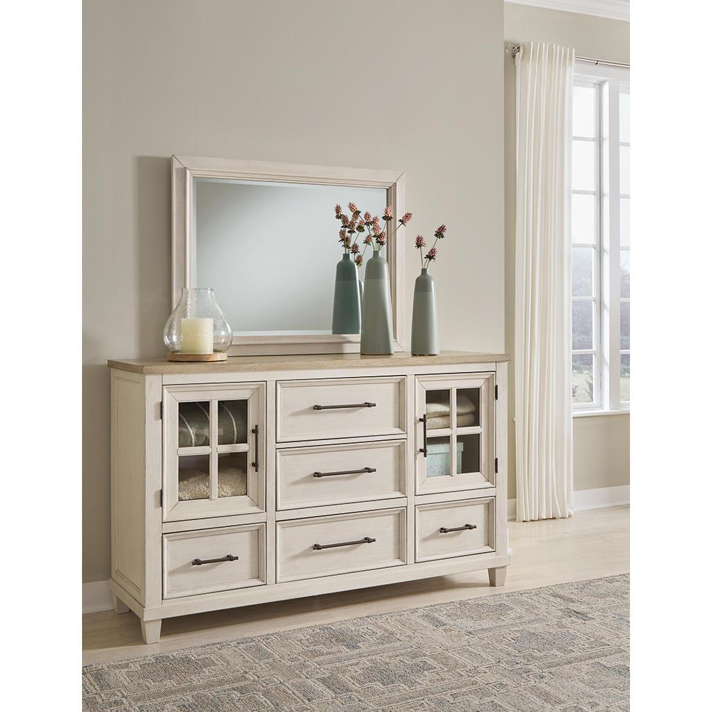 Shaybrock Dresser and Mirror Set — Two-Tone Benchcraft® Bedroom