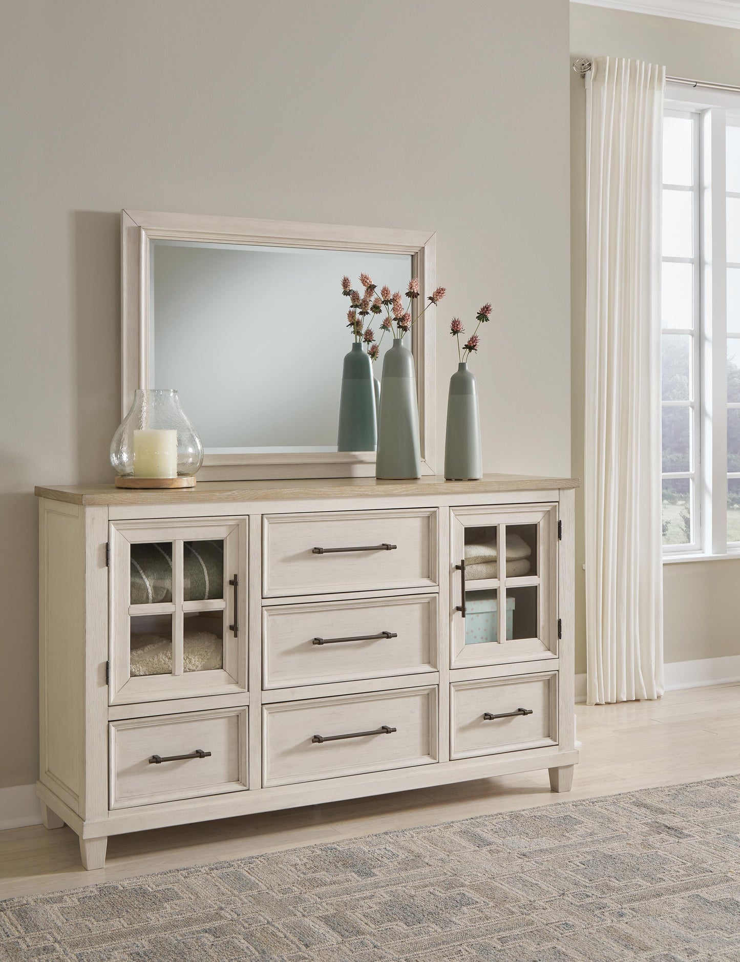 Shaybrock Queen Panel Bed, Dresser, Mirror and Nightstand Benchcraft® Bedroom