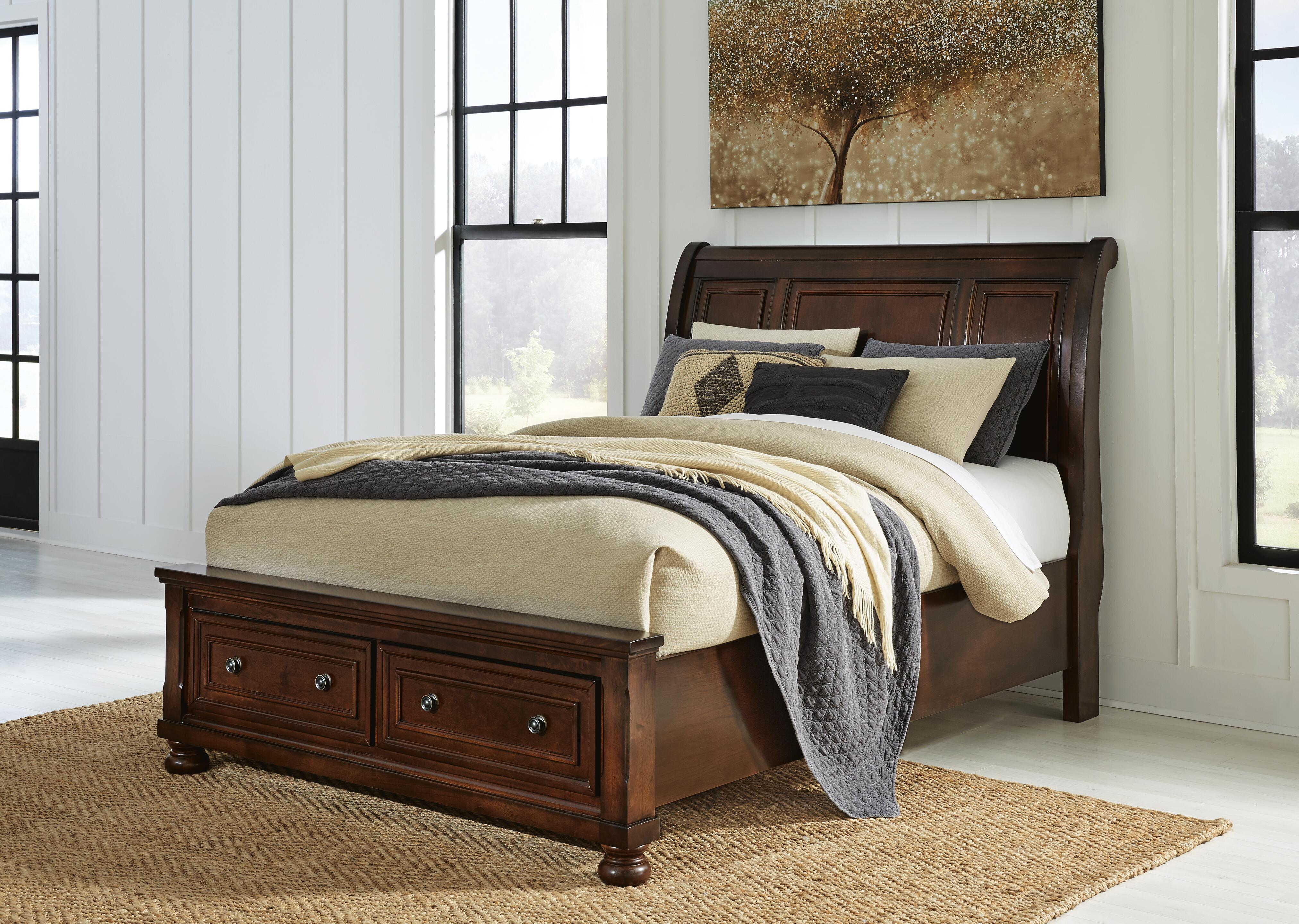 Porter Queen Sleigh Storage Bed, Dresser and Mirror